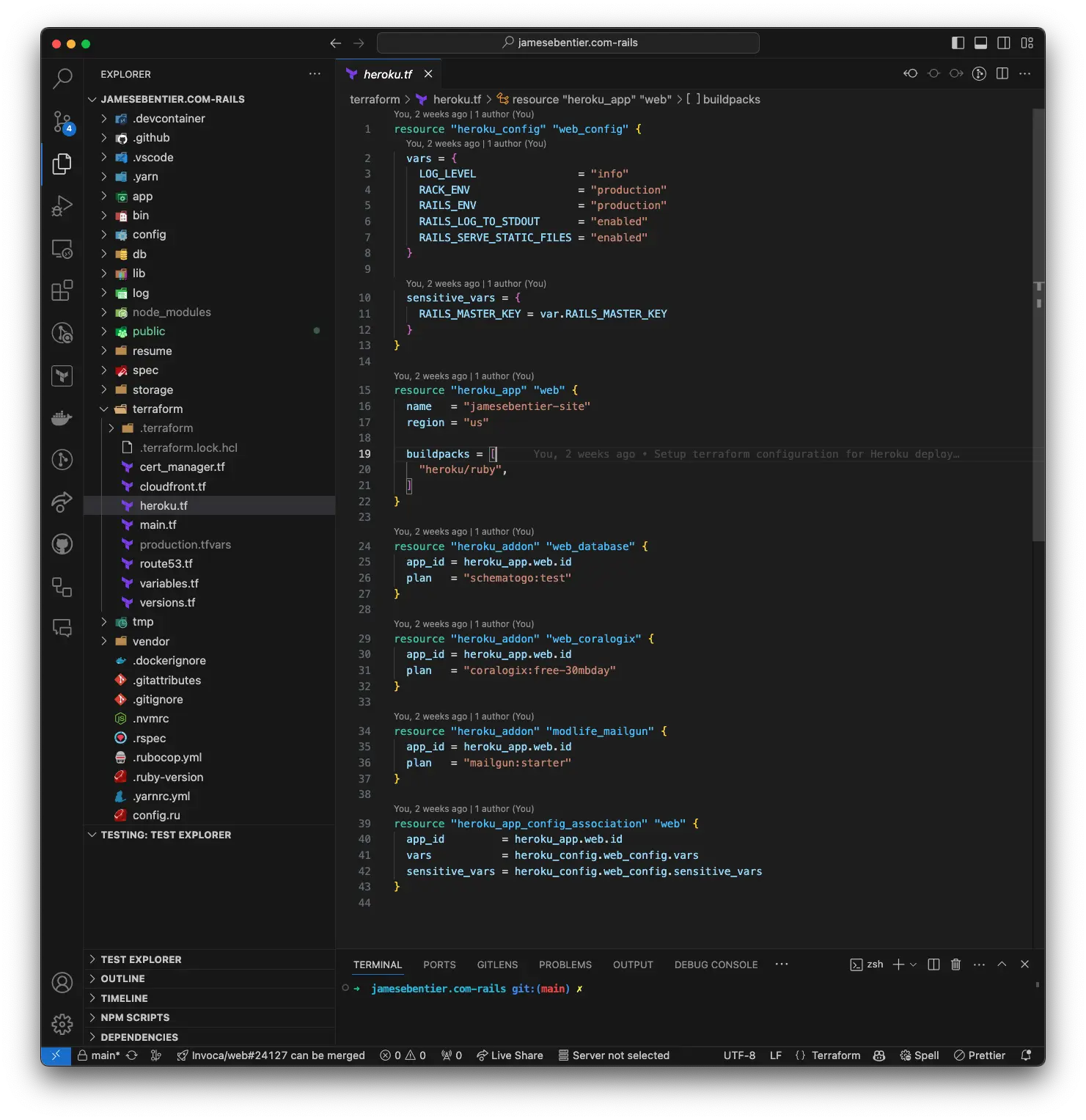 Terraform Configuration of Heroku Deployment